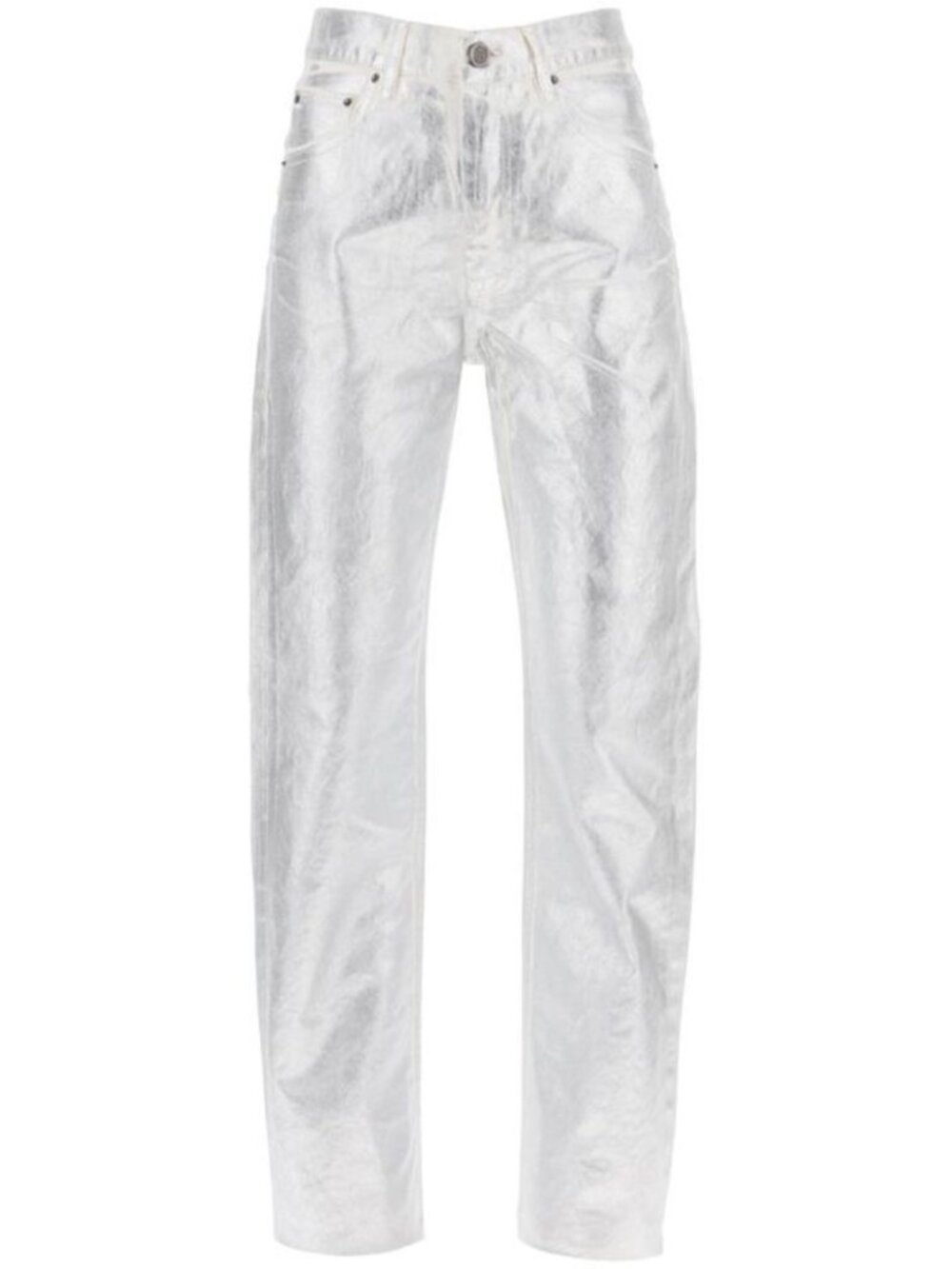 ROTATE Birger Christensen Silver Coated Metallic Denim High Rise Jeans - Size 26